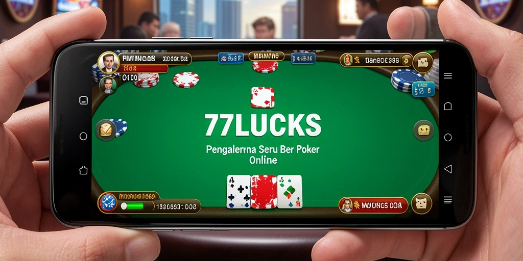 Gameplay seru aplikasi poker 77LUCKS dengan tampilan menarik.