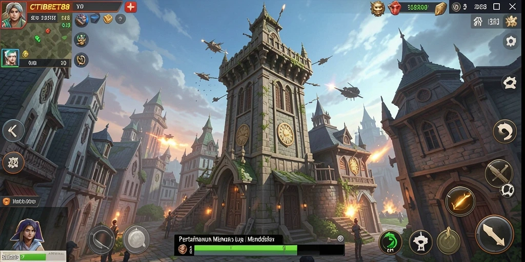 Screenshot gameplay CITIBET88 menunjukkan menara menaklukkan serangan musuh.