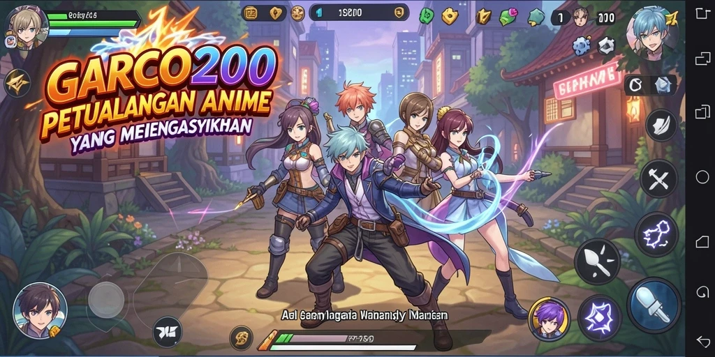 Tangkapan layar gameplay GARCO200 menunjukkan pertarungan seru dan karakter menawan.