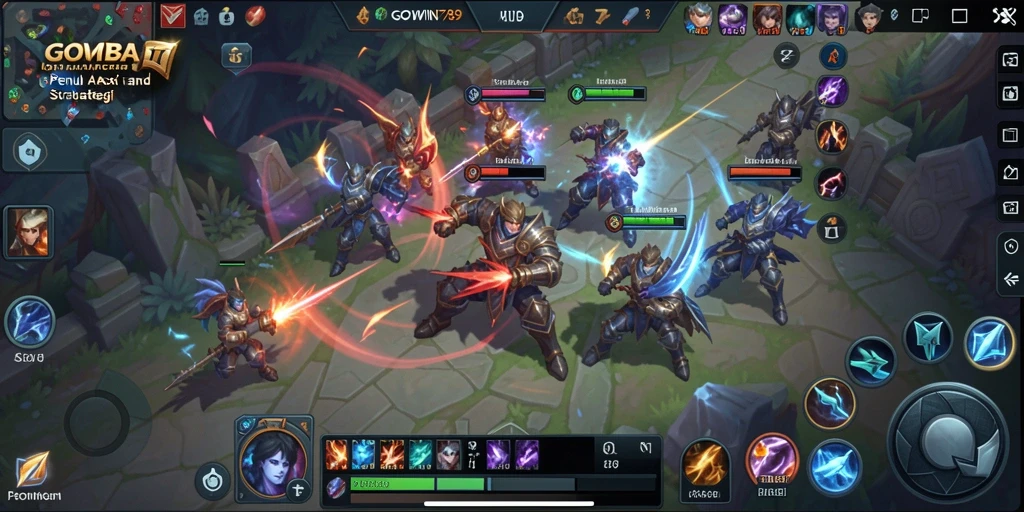 Screenshot GOWIN789 menampilkan aksi seru dalam pertempuran MOBA.