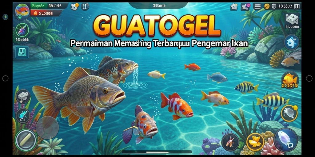 Tampilan gameplay memancing yang menakjubkan dan penuh warna di GUATOGEL.