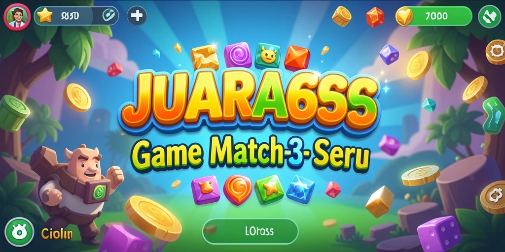 Screenshot JUARA666 menampilkan gameplay Match-3 yang seru dan penuh warna.