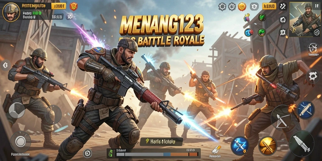 Tampilan gameplay seru dari MENANG123 dalam pertempuran Battle Royale.