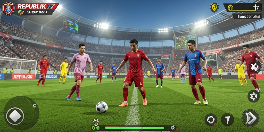 Tangkapan layar REPUBLIK77 menampilkan aksi mendebarkan dalam permainan sepak bola.